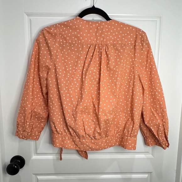 Madewell Star Print Wrap Top M Orig Retail $79.50 Long Sleeve Tie Waist - Picture 3 of 5